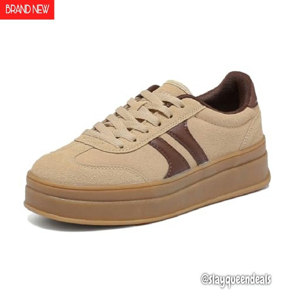 Thick Platform Sneakers Women's Size 6-11 Lace-Up Walking Shoes - Picture 2 of 8
